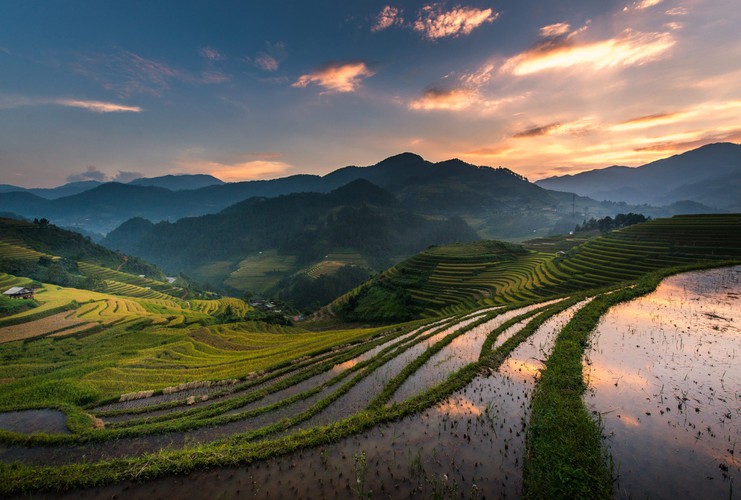 Mu Cang Chai district is home to beautiful terraced fields.