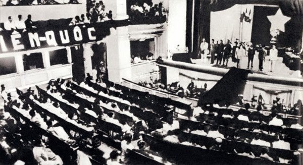 The National Assembly's first session was held at the Hanoi Opera, where the Constitution was presented, discussed and approved in March 1946. (VNA Archive Photo)