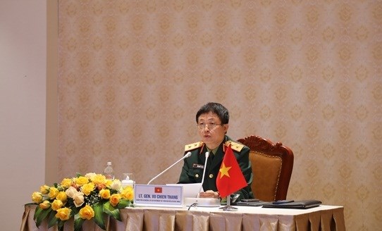 Lt. Gen. Vu Chien Thang, Director of the Foreign Relations Department at the Vietnamese Ministry of National Defence, speaks at the teleconferenced  9th Fullerton Forum.