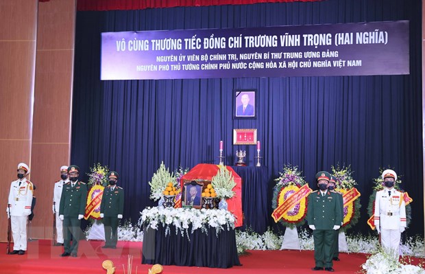 Lễ viếng nguyên Phó Thủ tướng Trương Vĩnh Trọng diễn ra tại Hội trường UBND tỉnh Bến Tre.