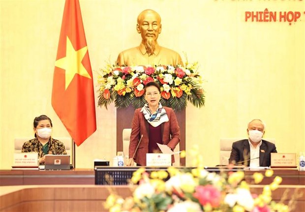 NA Chairwoman Nguyen Thi Kim Ngan addresses the closing of the 53rd session of NA Standing Committee.