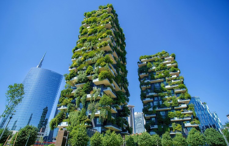 Bosco Verticale (or Vertical Forest) residential tower blocks in Milan (Italy).