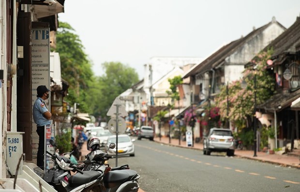 A deserted street during COVID-19 lockdown in Luang Prabang, Laos.