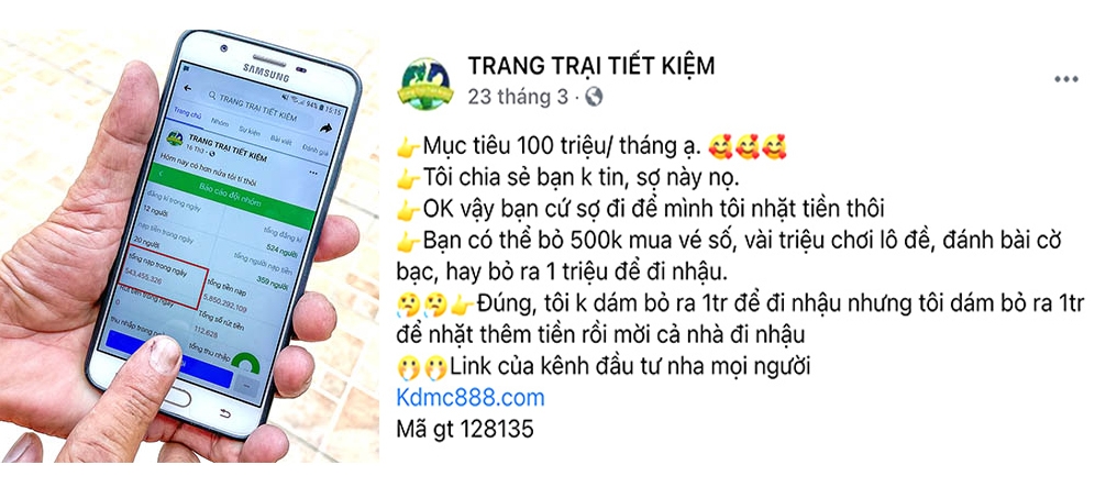 Ứng dụng Trang trại tiết kiệm liên tục quảng cáo hiện có nhiều người tham gia đầu tư