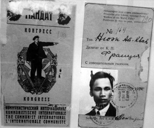 Delegate card issued to Nguyen Ai Quoc to attend the 5th Congress of the Comintern in 1924. (Photo: VNA)