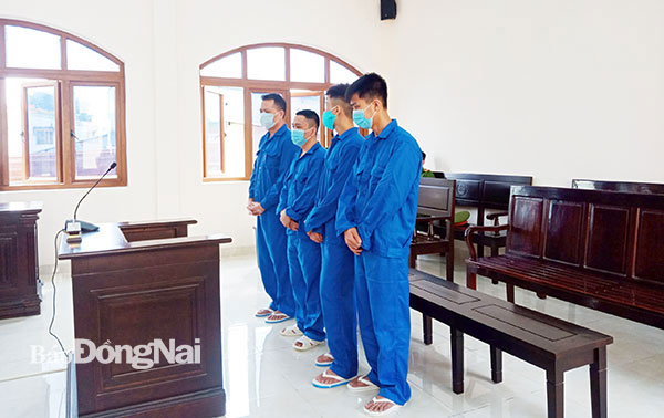 Các bị cáo là chủ và nhân viên của quán bar - karaoke Romance (H.Trảng Bom). Ảnh: Tố Tâm