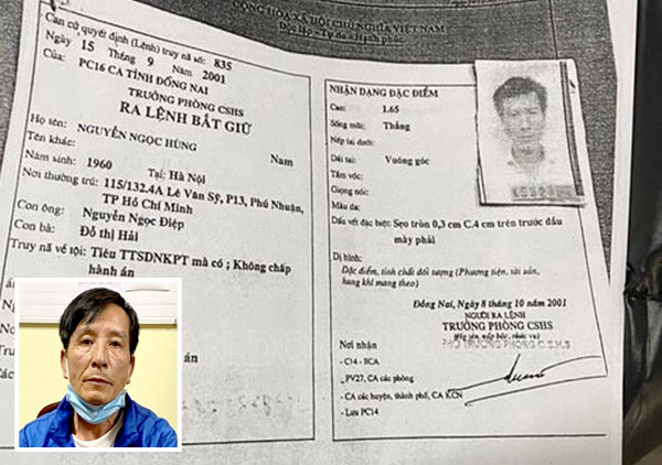 Dù bỏ trốn 27 năm tại nhiều tỉnh, thành khác nhau nhưng đối tượng Nguyễn Ngọc Hùng vẫn bị công an bắt giữ. Ảnh: Trần Danh
