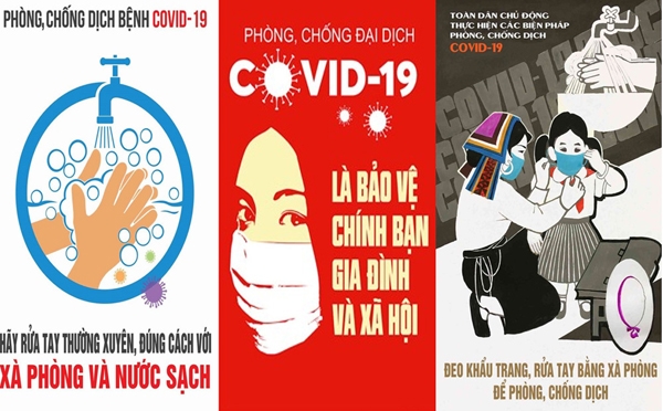 Tranh cổ động về phòng, chống dịch Covid-19 do Cục Văn hóa cơ sở gửi các địa phương để  tuyên truyền