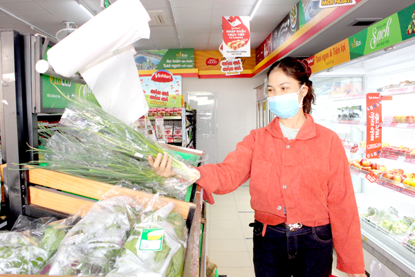 Người dân P.Tam Phước, TP.Biên Hòa mua thực phẩm thiết yếu tại cửa hàng tiện lợi bình ổn giá trên địa bàn. Ảnh: B.Mai