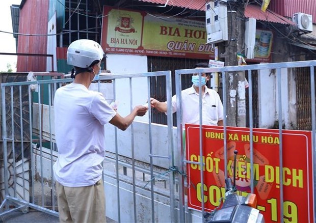 In a locked down area in Hanoi's Thanh Tri district.