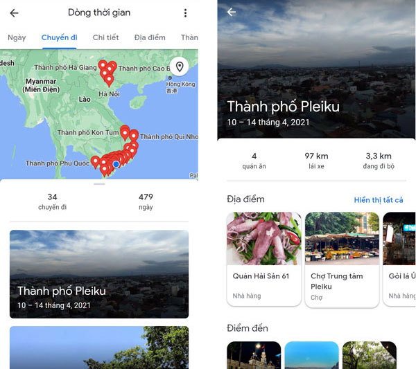 Ảnh 2: Dòng thời gian trên Google Maps