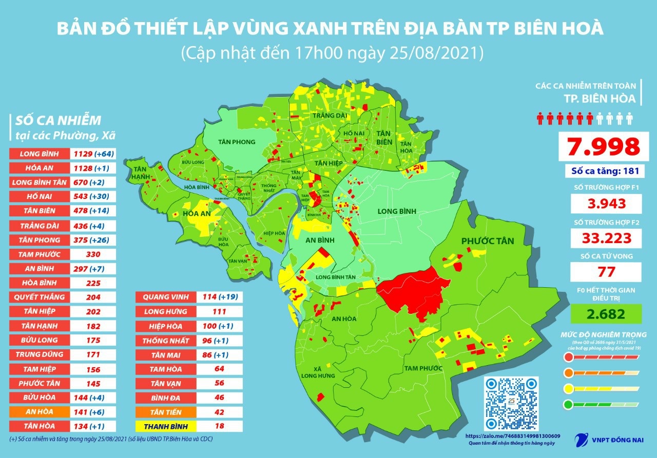 Bản đồ thiết lập vùng xanh ở TP. Biên Hòa