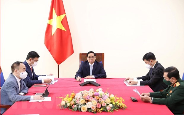 Prime Minister Pham Minh Chinh holds online talks with Turkish Vice President Fuat Oktay. 