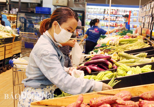 Người tiêu dùng chọn mua các loại nông sản Việt tại Co.opmart Biên Hòa. Ảnh: H.Quân