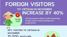 Foreign tourists to Vietnam up over 40 percent in November