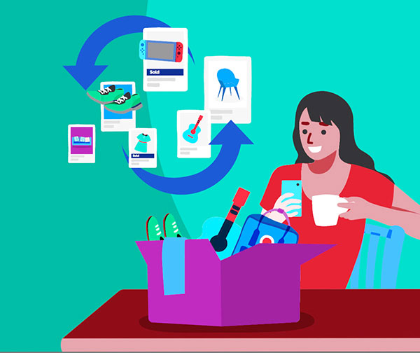 Recommerce, hay tái kinh doanh, bán những thứ mình không còn cần dùng và mua lại những thứ người khác không còn cần dùng là một giải pháp mang lại hiệu quả kinh tế. Minh họa: Carousell