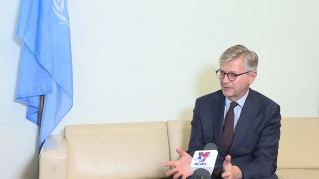 Under-Secretary-General for Peace Operations Jean-Pierre Lacroix at an interview with Vietnam News Agency correspondent in New York on December 26.