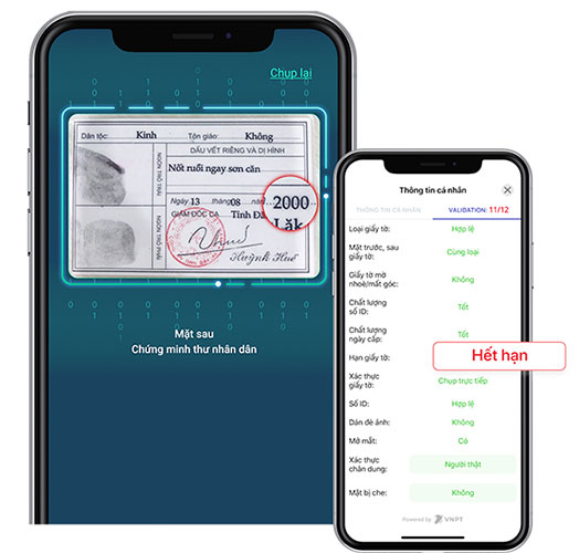 eKYC phát hiện giấy tờ không đạt yêu cầu. Ảnh minh họa của VNPT