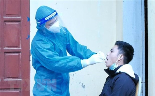 A medical worker collects sample for COVID-19 testing (Photo: VNA)