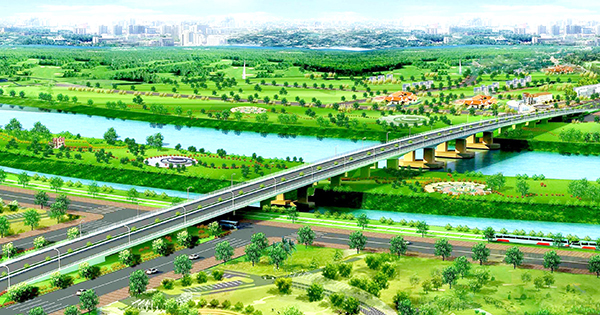Cầu Thống Nhất, một hạng mục dự án Đường trục trung tâm TP.Biên Hòa đoạn từ đường Võ Thị Sáu đến đường Đặng Văn Trơn. Ảnh: Phạm Tùng