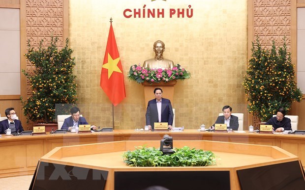 Prime Minister Pham Minh Chinh chairs the meeting.