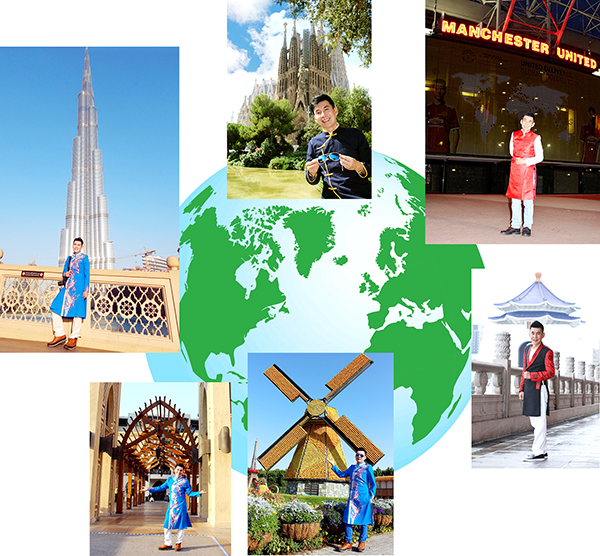Ca sĩ Đoan Trường mặc áo dài tại nhiều nơi trên thế giới như: Barcelona (Tây Ban Nha), Manchester (Vương quốc Anh), Amsterdam (Hà Lan), Dubai, Abu Dhabi (UAE), Đài Bắc (Đài Loan)…
