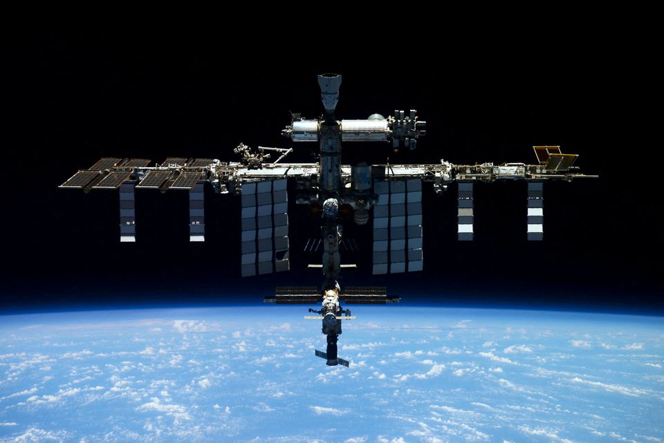 The International Space Station (ISS) is photographed by Expedition 66 crew member Roscosmos cosmonaut Pyotr Dubrov from the Soyuz MS-19 spacecraft, in this image released April 20, 2022.