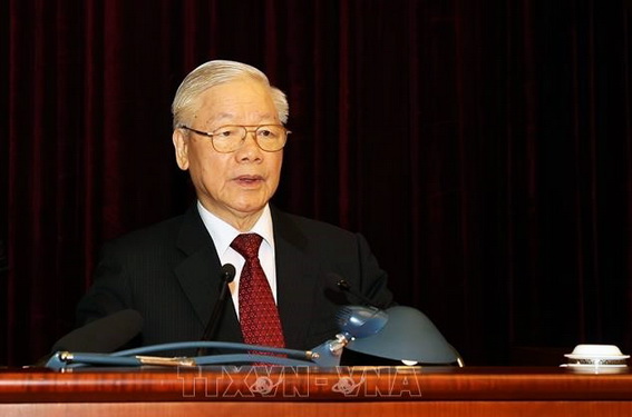 Tổng bí thư Nguyễn Phú Trọng phát biểu khai mạc hội nghị. Ảnh: TTXVN