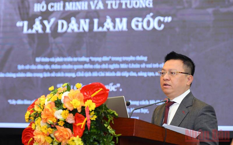Đồng chí Lê Quốc Minh phát biểu tại lễ khai trương Trang thông tin. (Ảnh THÀNH ĐẠT)