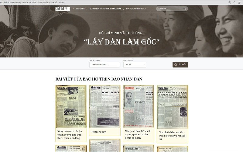 Trang thông tin giới thiệu hơn 1.000 bài viết của Chủ tịch Hồ Chí Minh đăng trên Báo Nhân Dân từ năm 1951-1969.