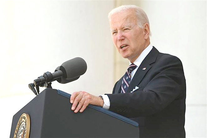 Tổng thống Mỹ Joe Biden phát biểu tại TP.Arlington, bang Virginia, ngày 30-5-2022. Ảnh: AFP/TTXVN