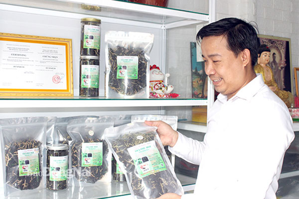 Sản phẩm trà Phú Hội mới được gắn nhãn 3 sao chương trình OCOP. Ảnh: Hoàng Lộc