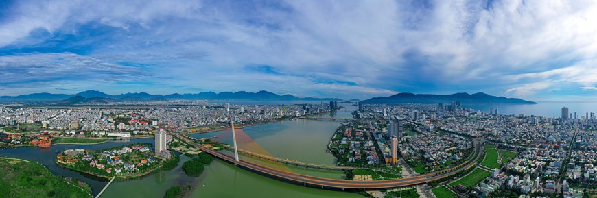 An aerial view of Da Nang tourist city. 