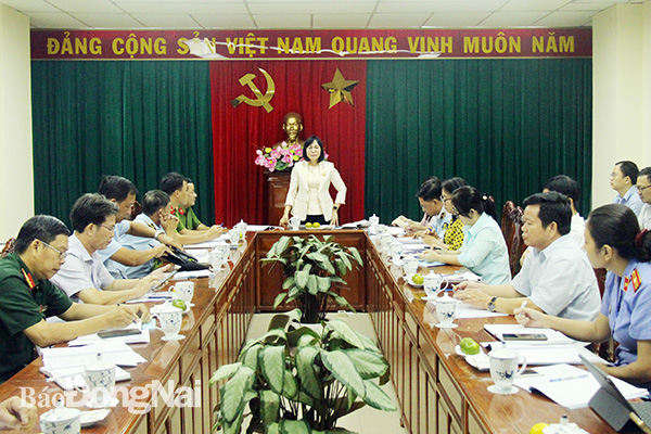 Phó chủ tịch UBND tỉnh Nguyễn Thị Hoàng phát biểu chỉ đạo tại hội nghị.