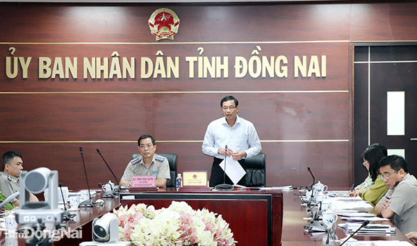 Phó chủ tịch UBND tỉnh Võ Văn Phi phát biểu tại buổi làm việc