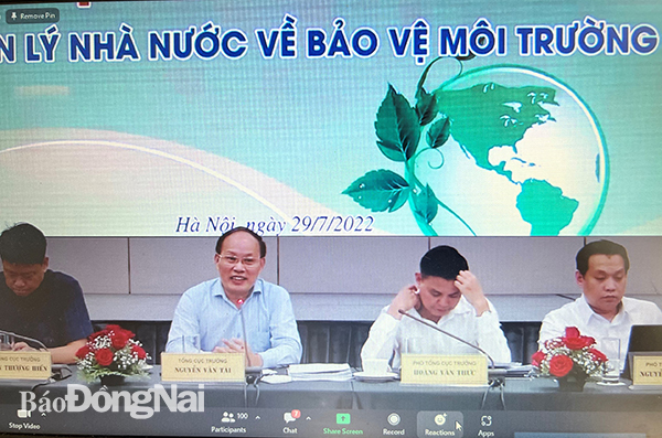 Ông Nguyễn Văn Tài, Tổng cục trưởng Tổng cục môi trường chia sẻ tại hội thảo