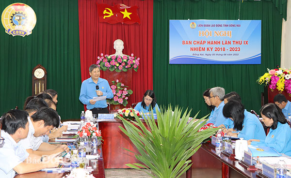 Phó chủ tịch thường trực Tổng LĐLĐ Việt Nam Trần Thanh Hải phát biểu chỉ đạo tại hội nghị. Ảnh: Lan Mai