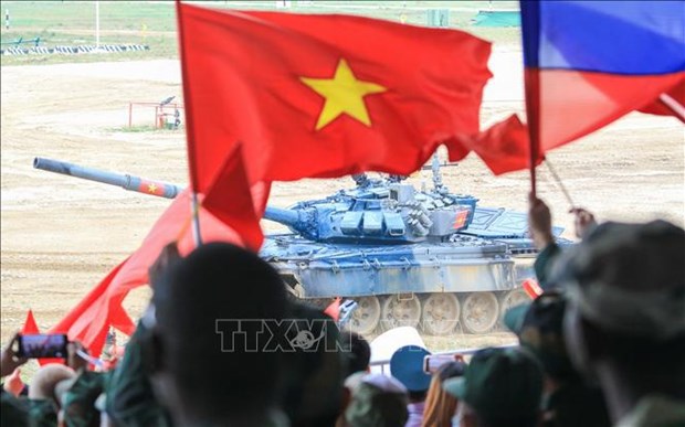 A tank of the Vietnamese team at Army Games 2022 (Photo: VNA)