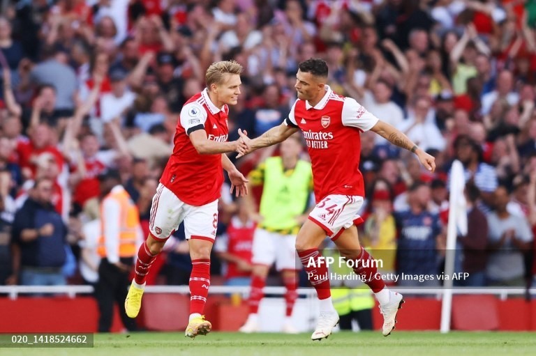 Odegaard một lần nữa tỏa sáng giúp Arsenal phá vỡ bế tắc. Ảnh: AFP