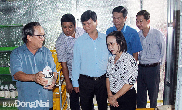 Đoàn kiểm tra khảo sát thực tế hoạt động sản xuất tại trang trại trồng nấm mối đen của Công ty TNHH Thực phẩm công nghệ sinh học nấm Đất Việt (H.Long Thành)