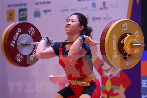 Hoang Thi Duyen seen competing at the 31st SEA Games in Hanoi last May. She will take part in the Asian championship in the women's 59kg. (Photo: VNA)