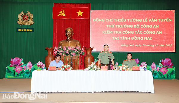 Thiếu tướng Lê Văn Tuyến, Thứ trưởng Bộ Công an phát biểu chỉ đạo