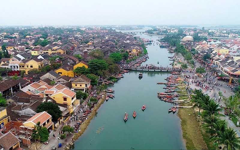 An aerial view of poetic Hoi An ancient town. 