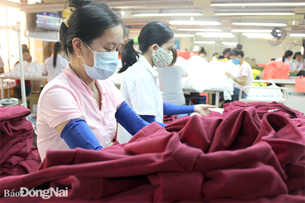 Sản xuất quần áo xuất khẩu tại Công ty CP Đồng Tiến (Khu công nghiệp Amata, TP.Biên Hòa). Ảnh: K.Minh