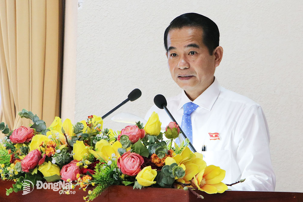 Chủ tịch HĐND tỉnh Thái Bảo phát biểu bế mạc kỳ họp. Ảnh: Phạm Tùng
