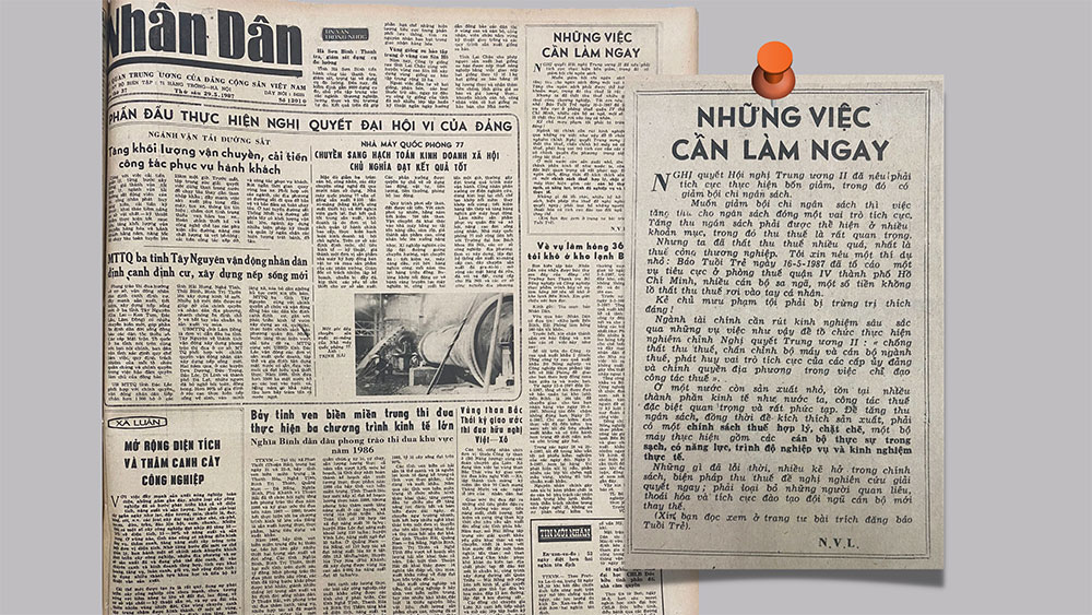 Bài viết của đồng chí Nguyễn Văn Linh đăng trên Báo Nhân Dân ngày 29-5-1987.