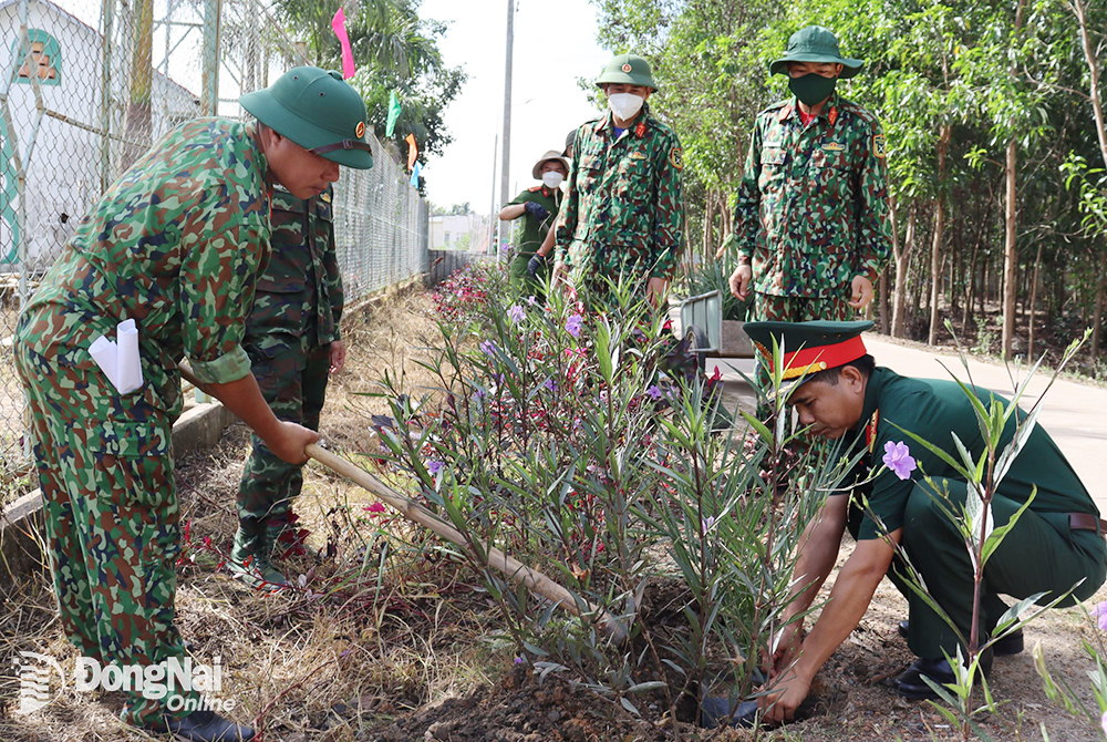 : Lực lượng vũ trang tỉnh trồng cây xanh trong chương trình dân vận chung sức xây dựng nông thôn mới nâng cao 
