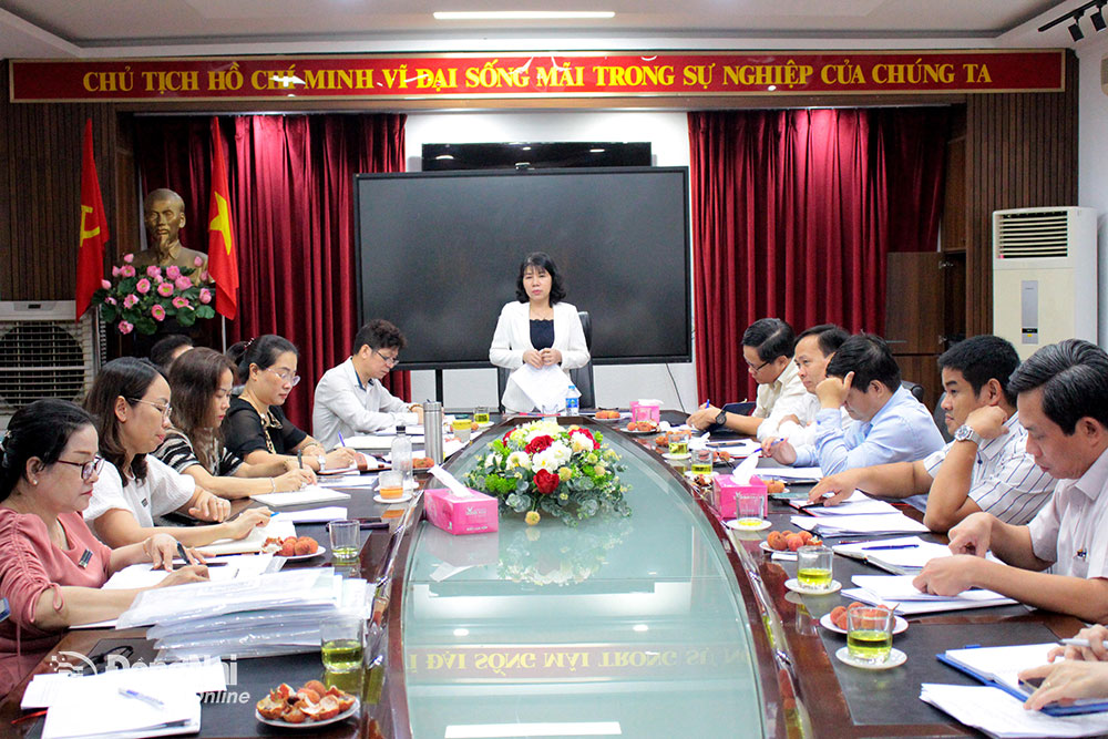 Phó chủ tịch HĐND tỉnh Hoàng Thị Bích Hằng, Trưởng đoàn kiểm tra phát biểu tại buổi làm việc