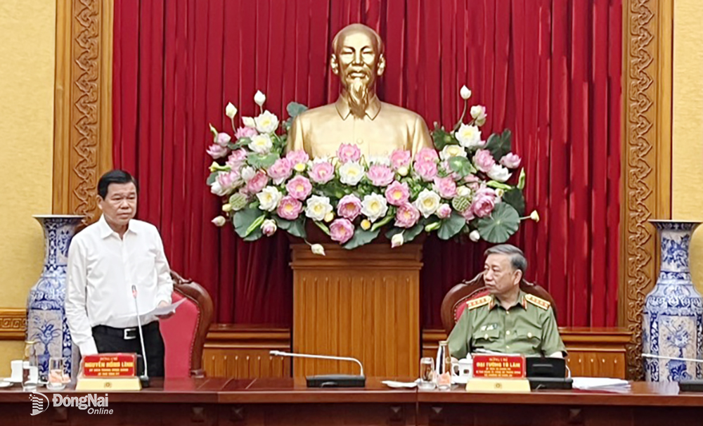 Đồng chí Nguyễn Hồng Lĩnh, Bí thư Tỉnh ủy Đồng Nai phát biểu tại buổi làm việc
