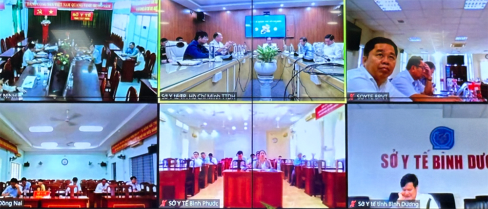 Hội nghị trực tuyến của Sở Y tế 6 tỉnh, thành Đông Nam bộ (ảnh chụp màn hình)